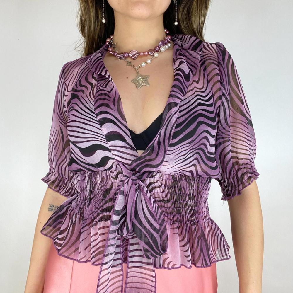 Purple And Black Y2k Blouse